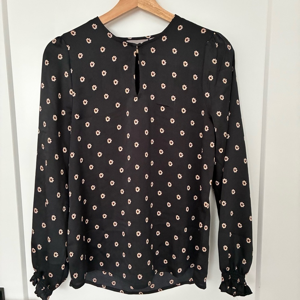 Ted Baker Black and White Fitted Long Sleeve Blouse - Picture 2 of 10